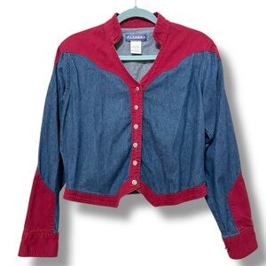 Alamosa Cowgirl vintage denim shirt, cropped size L, 100% Cotton